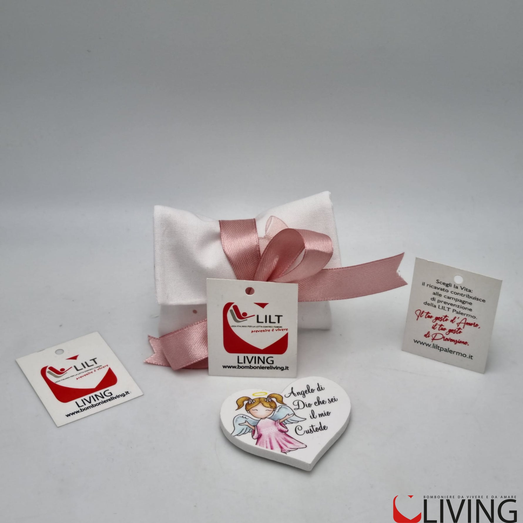 bomboniera linea solidale lilt living sacchetto con magnete angelo bimba