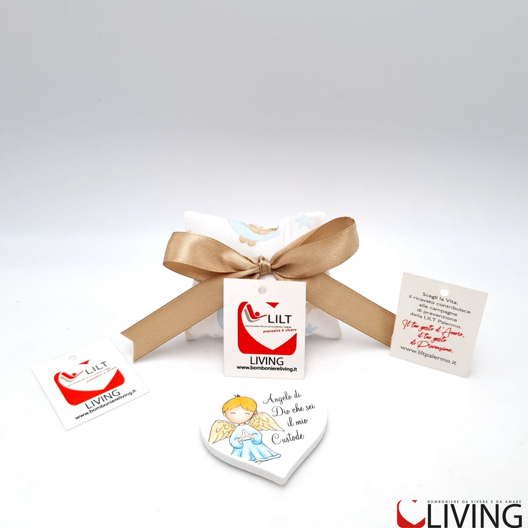 bomboniera linea solidale lilt living sacchetto con angelo bimbo