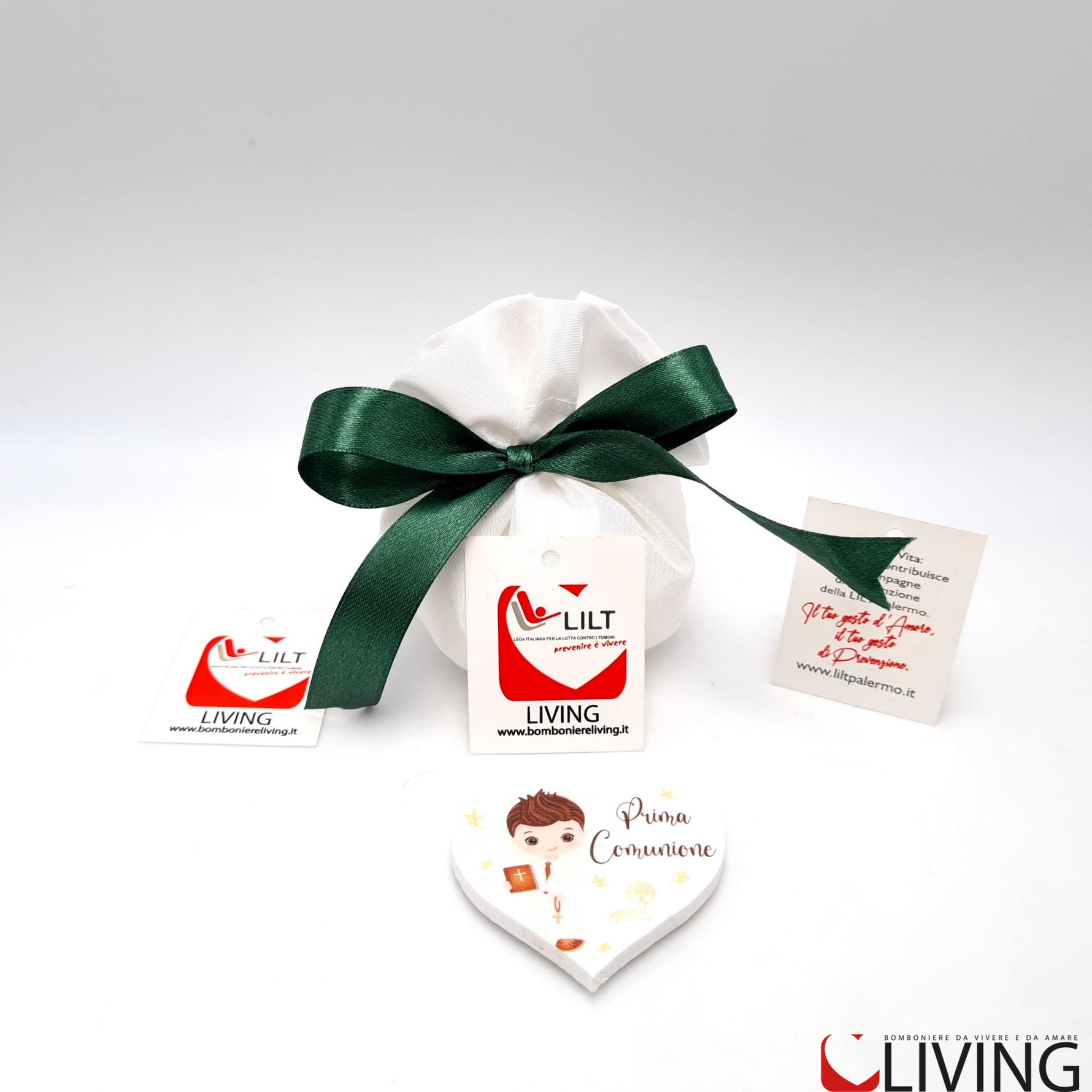 bomboniera linea solidale lilt living sacchetto con bimbo comunione