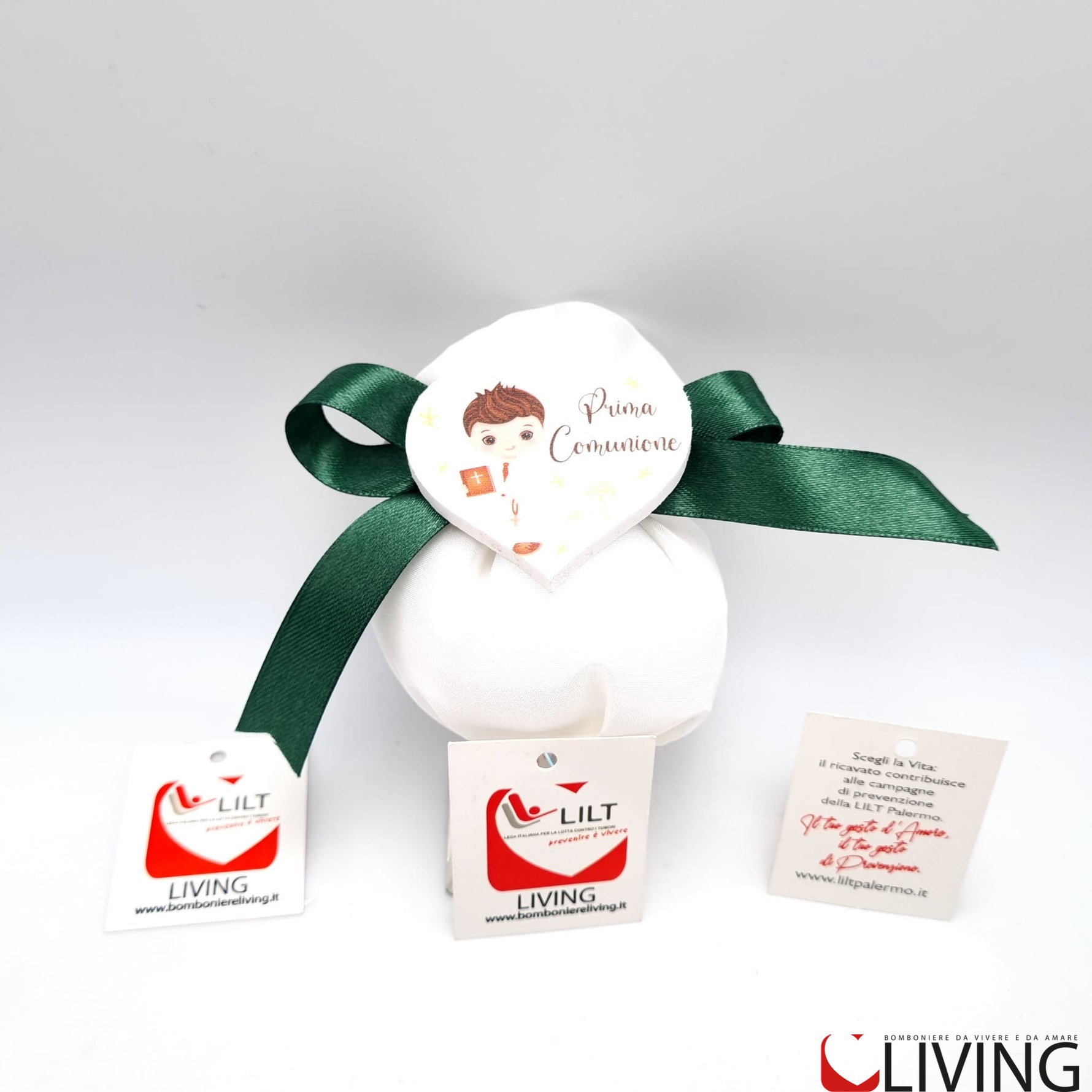 bomboniera linea solidale lilt living sacchetto con bimbo comunione