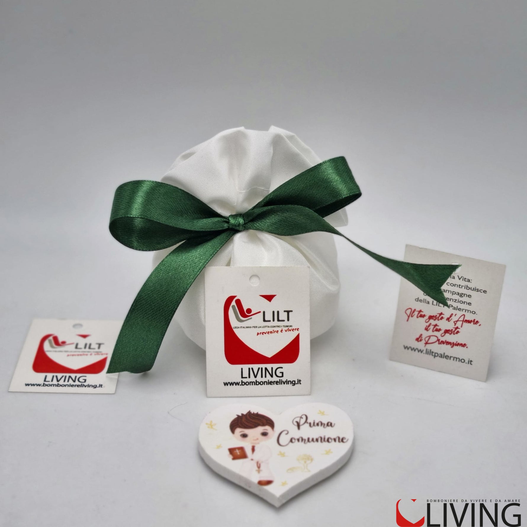 bomboniera linea solidale lilt living sacchetto con bimbo comunione