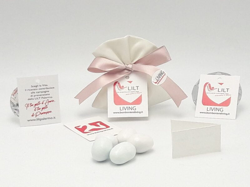 Sacchetto portaconfetti LILT taffetà bianco