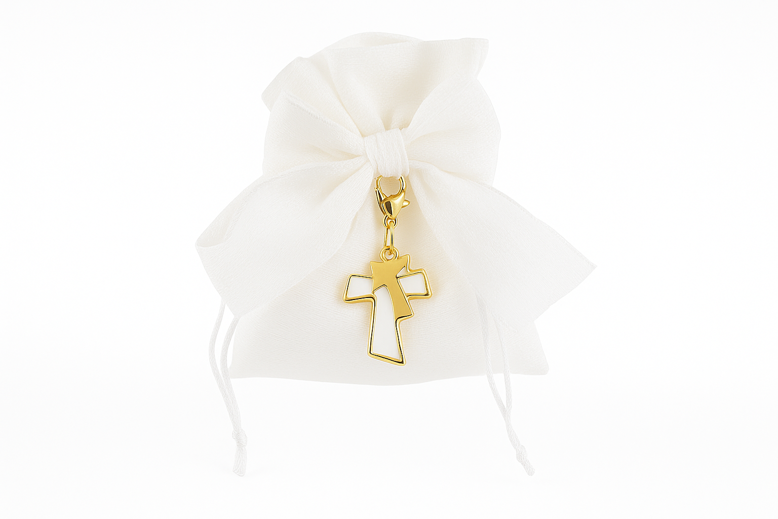 bomboniera ciondolo tao bianco e oro con charm