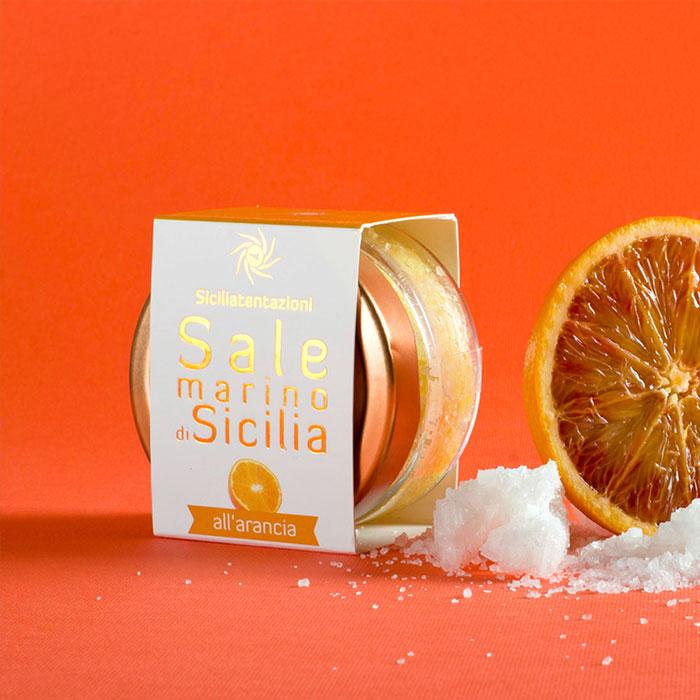 bomboniera gastronomica sale marino di Sicilia aromatizzato all'arancia 110 gr.