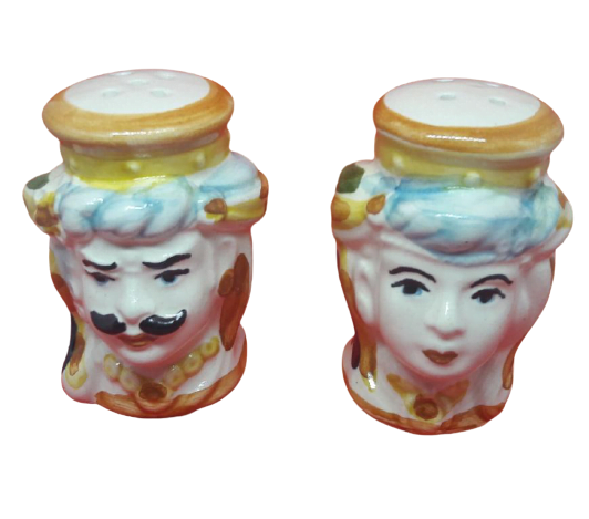 Bomboniera sale e pepe teste di moro in ceramica
