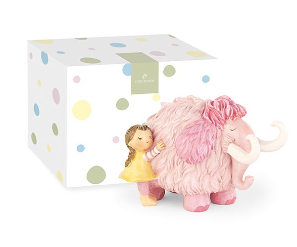 Bomboniera tema dinosauri Mammuth con bimba rosa