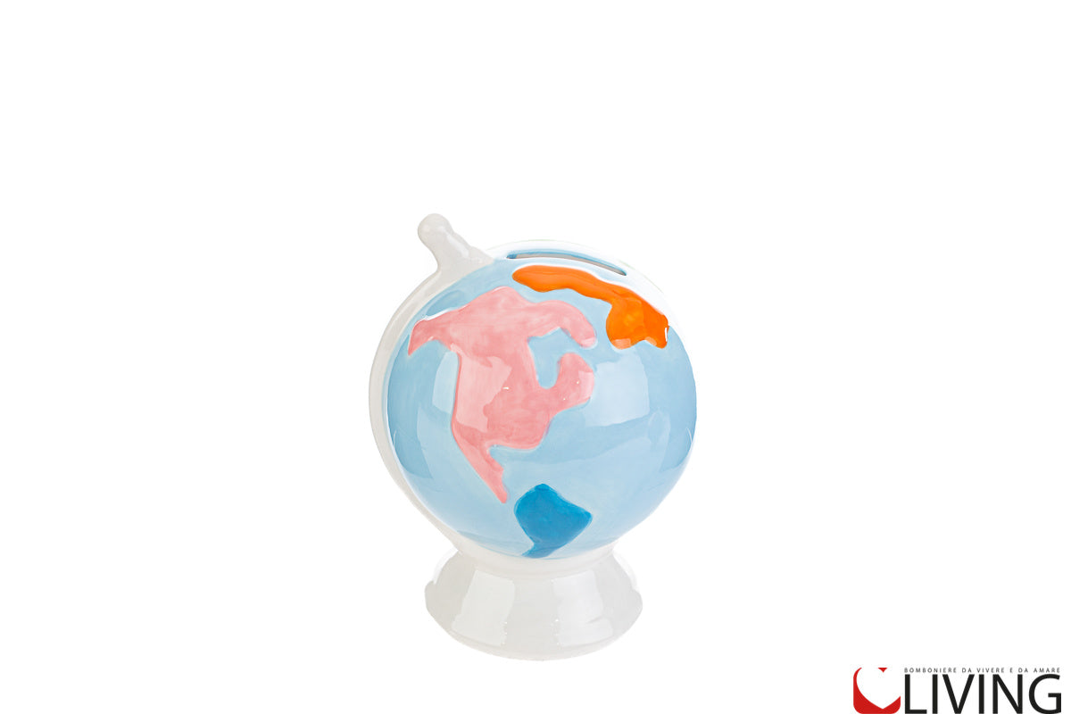bomboniera salvadanaio mappamondo ceramica colorata