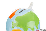 bomboniera mappamondo salvadanaio ceramica colorata