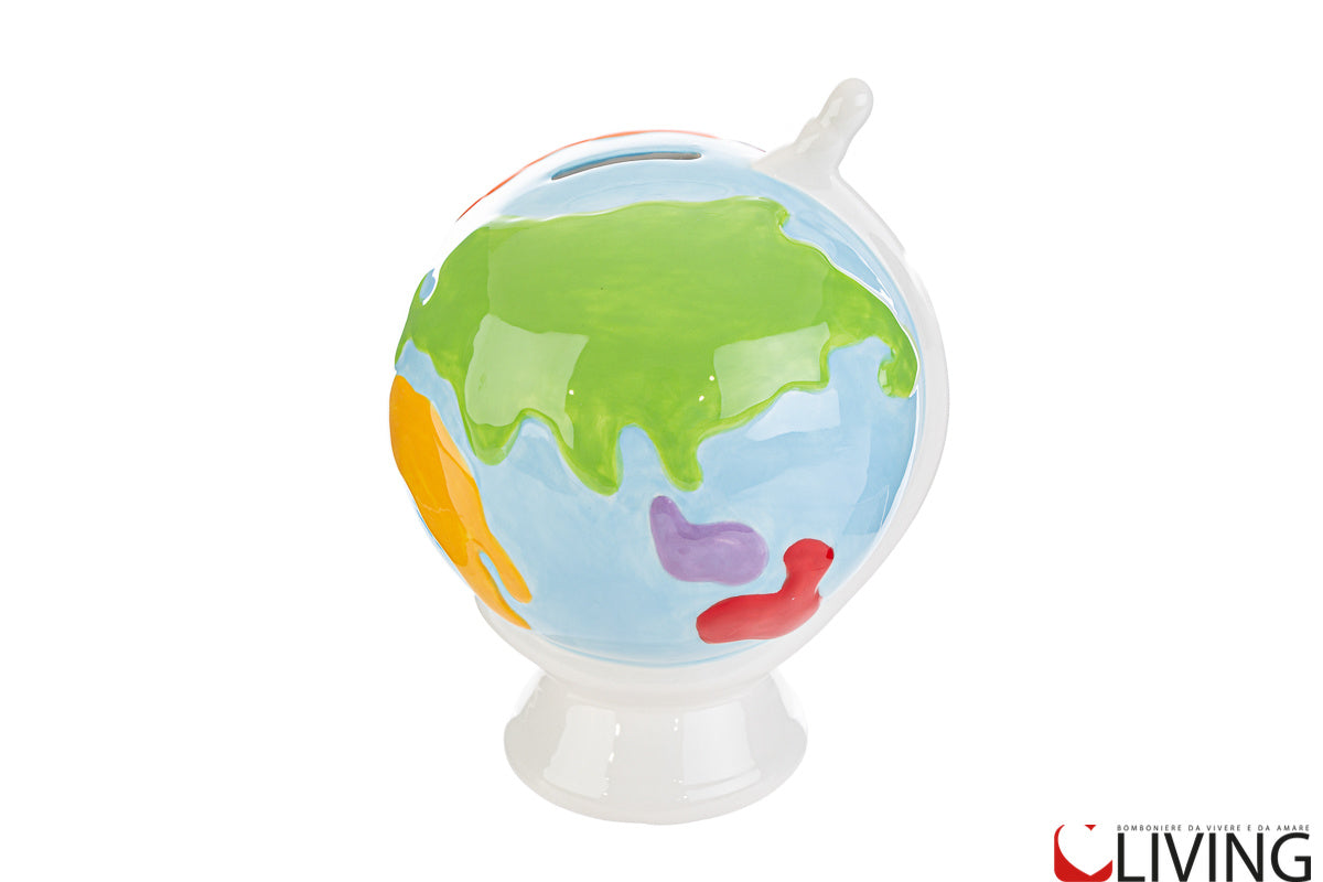 bomboniera mappamondo salvadanaio ceramica colorata