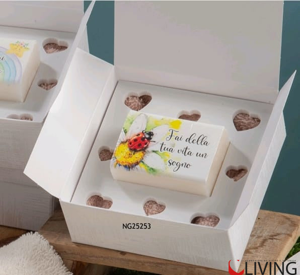 bomboniera sapone e asciugamano coccinella