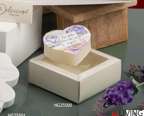 bomboniera sapone cuore con stampa rose