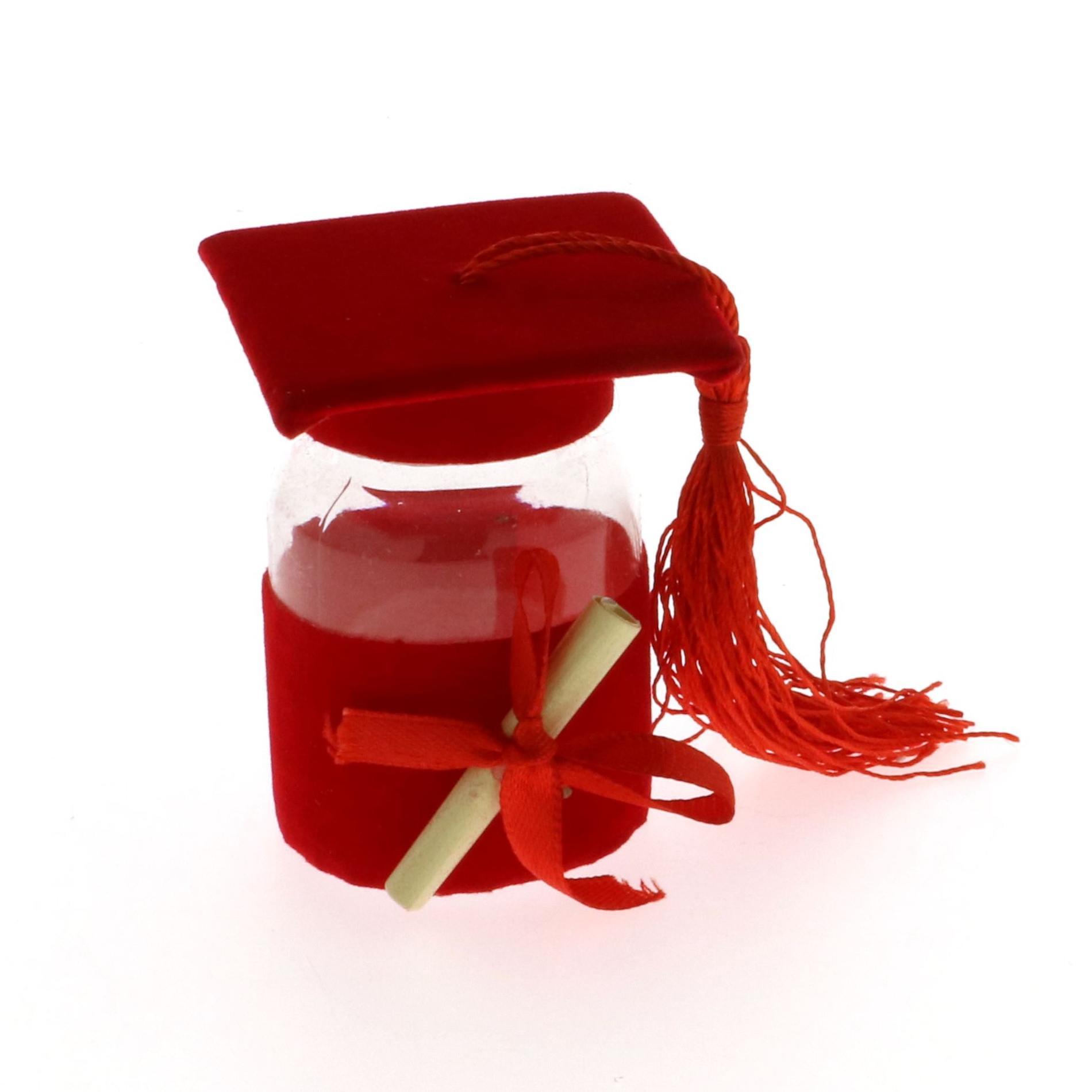bomboniera laurea barattolo in plastica con tappo in velluto
