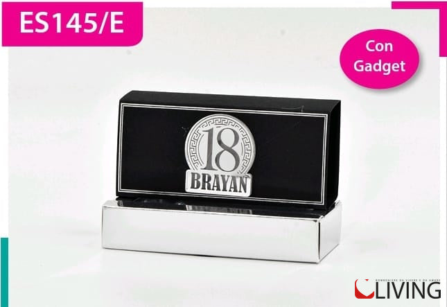scatolina cartoncino nero e argento monovano con gadget 18 plex personalizzabile