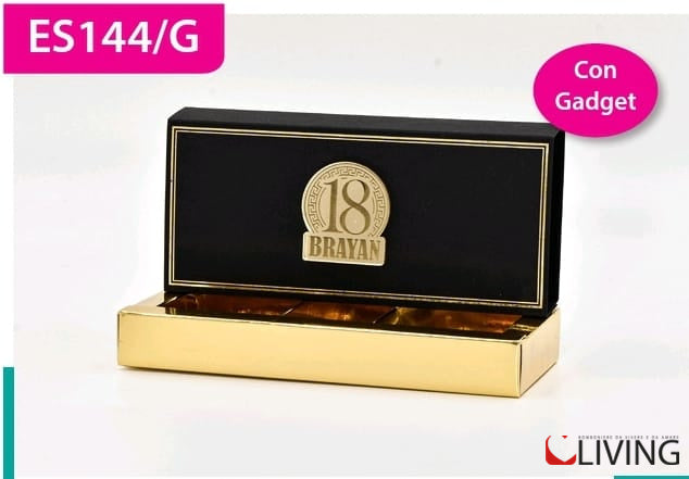 scatolina nera e oro 3 scomparti e 18 plex personalizzabile