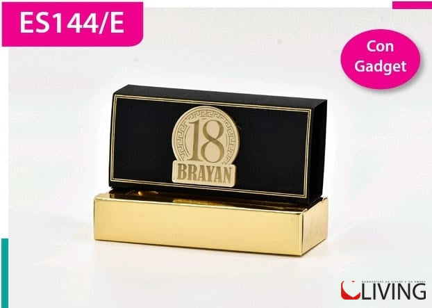 scatolina nera e oro monovano con 18 plex personalizzabile