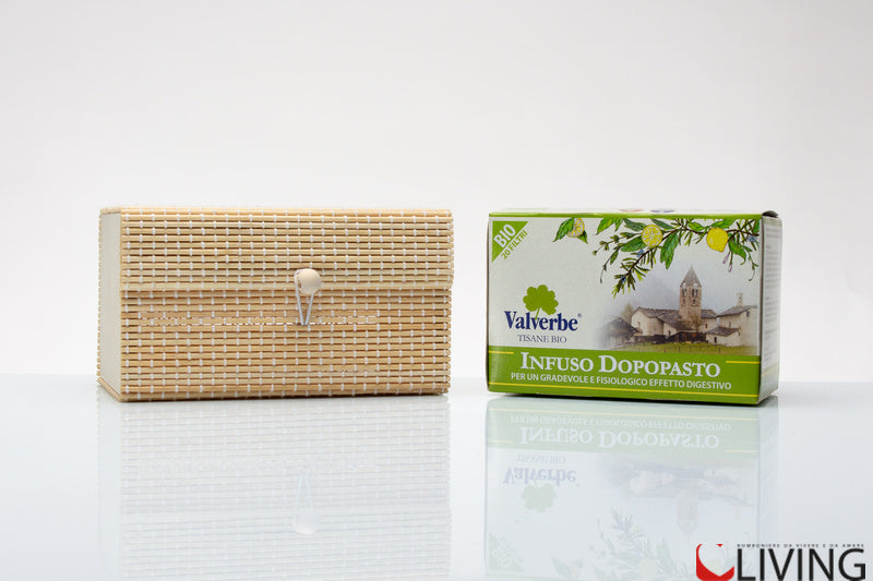 bomboniera bustine tisane con scatola bamboo