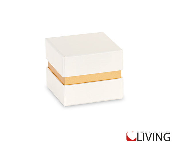bomboniera matrimonio scatola avorio oro con inserto