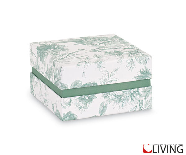 scatola toile de jouy eucalipto fondo e coperchio