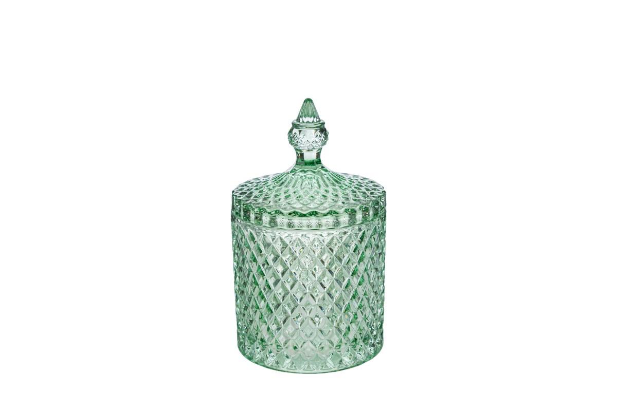 bomboniera scatola vetro pressato decorato verde linea dorothy