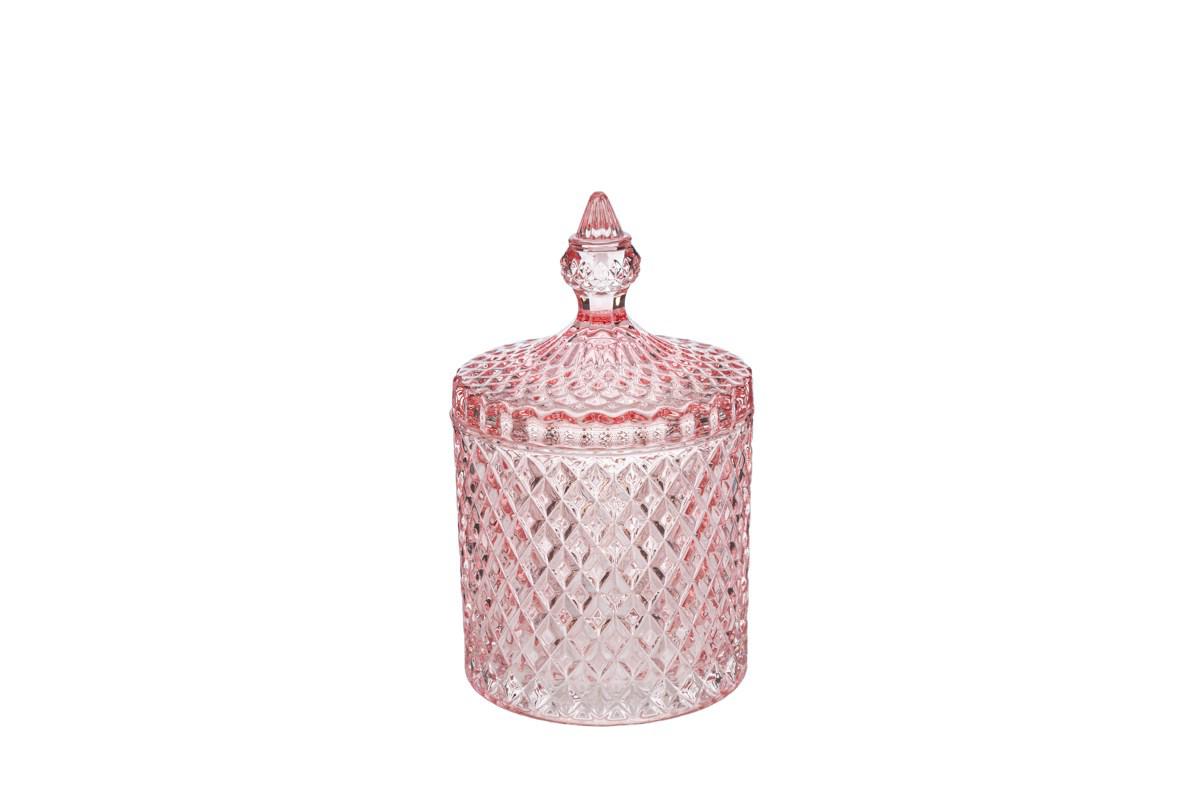 bomboniera scatola vetro pressato decorato rosa linea dorothy