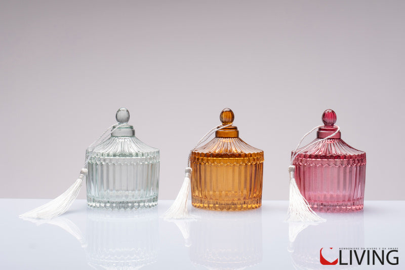 bomboniera scatola in vetro portagioie luxury con nappina