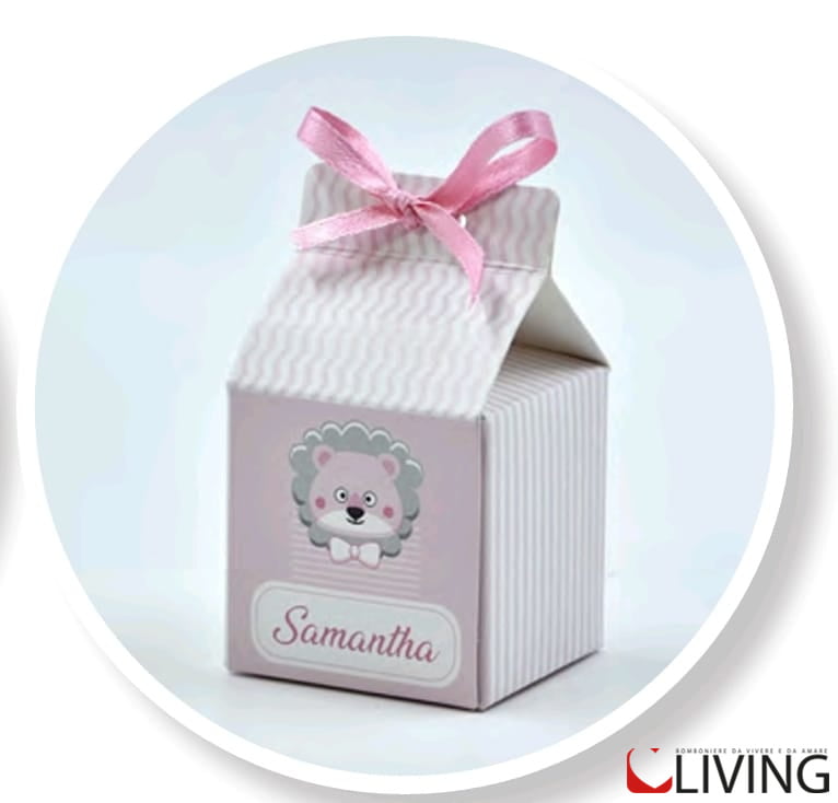 scatolina panda rosa con nome personalizzabile