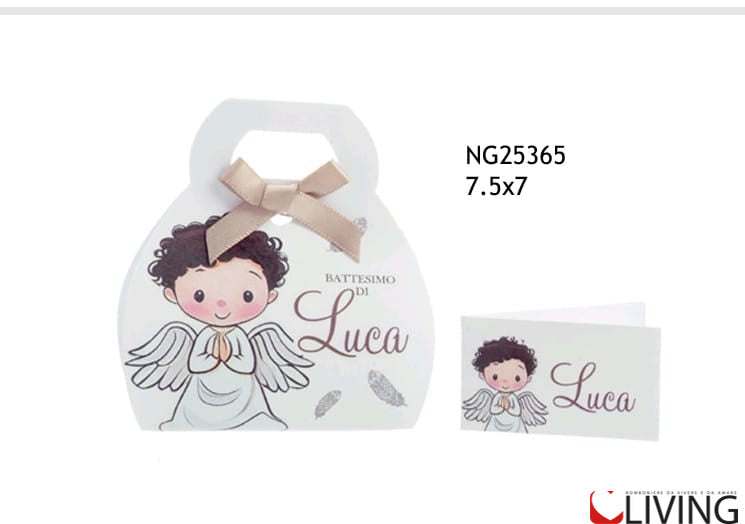 scatolina portaconfetti angelo battesimo personalizzabile