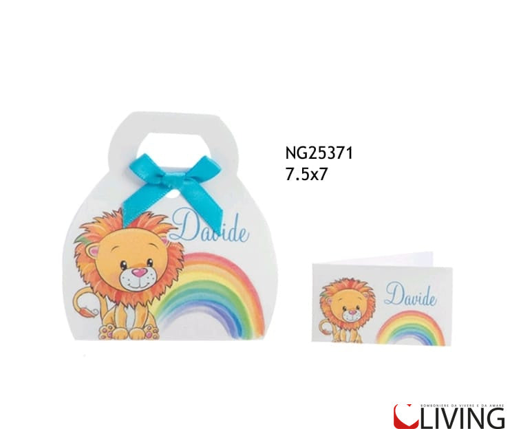 scatolina portaconfetti leoncino celeste personalizzabile