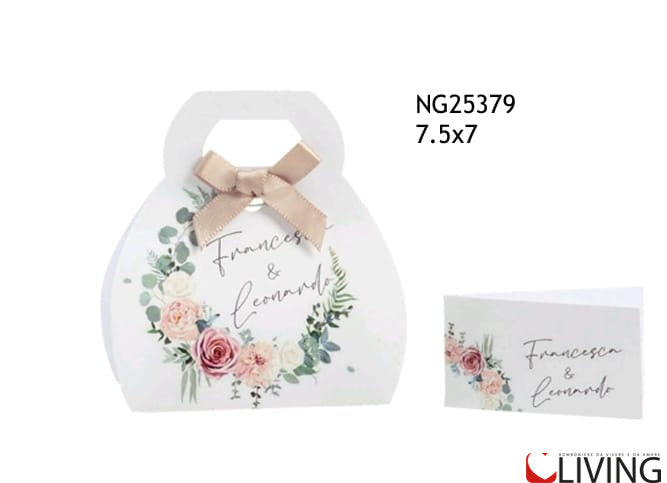 scatolina portaconfetti ghirlanda fiori personalizzabile