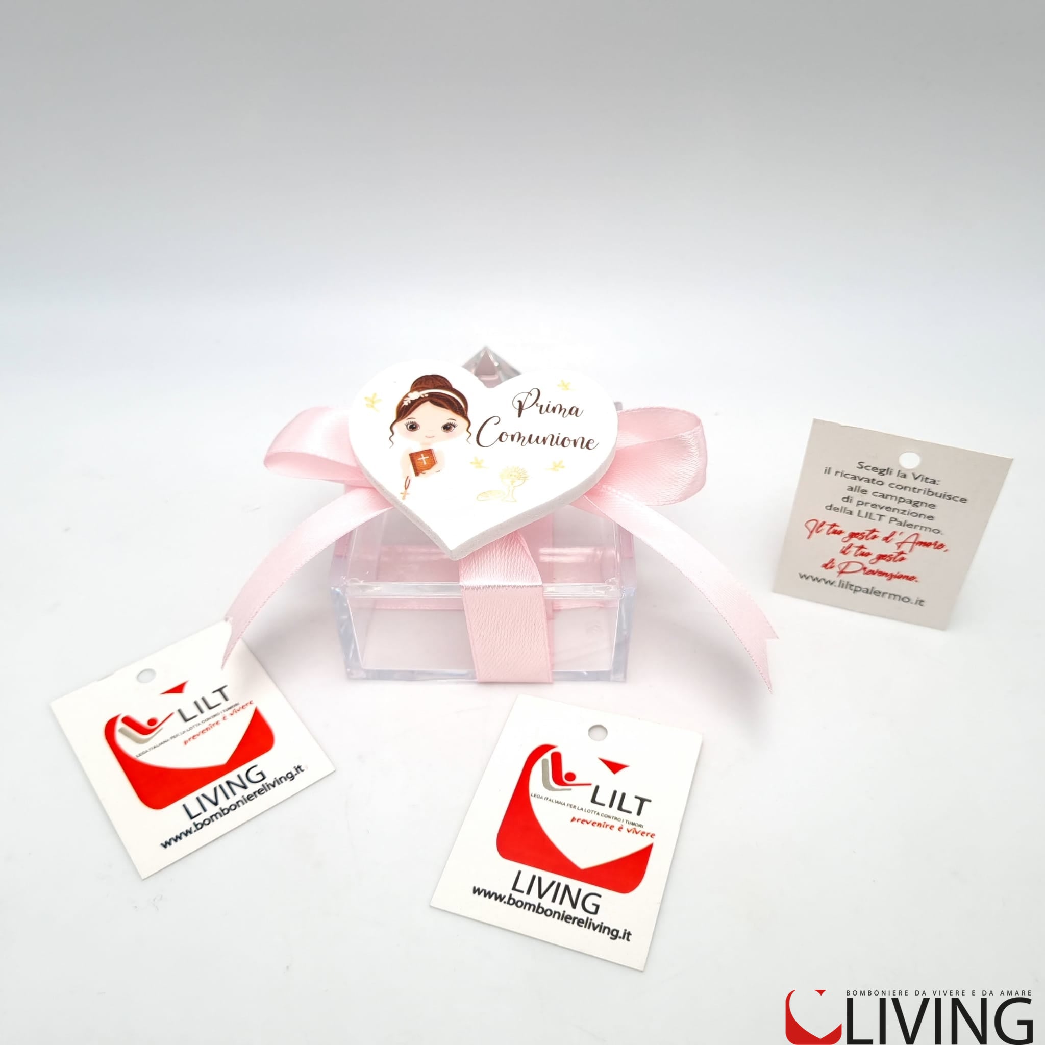 bomboniera linea solidale lilt living scatolina con magnete bimba comunione