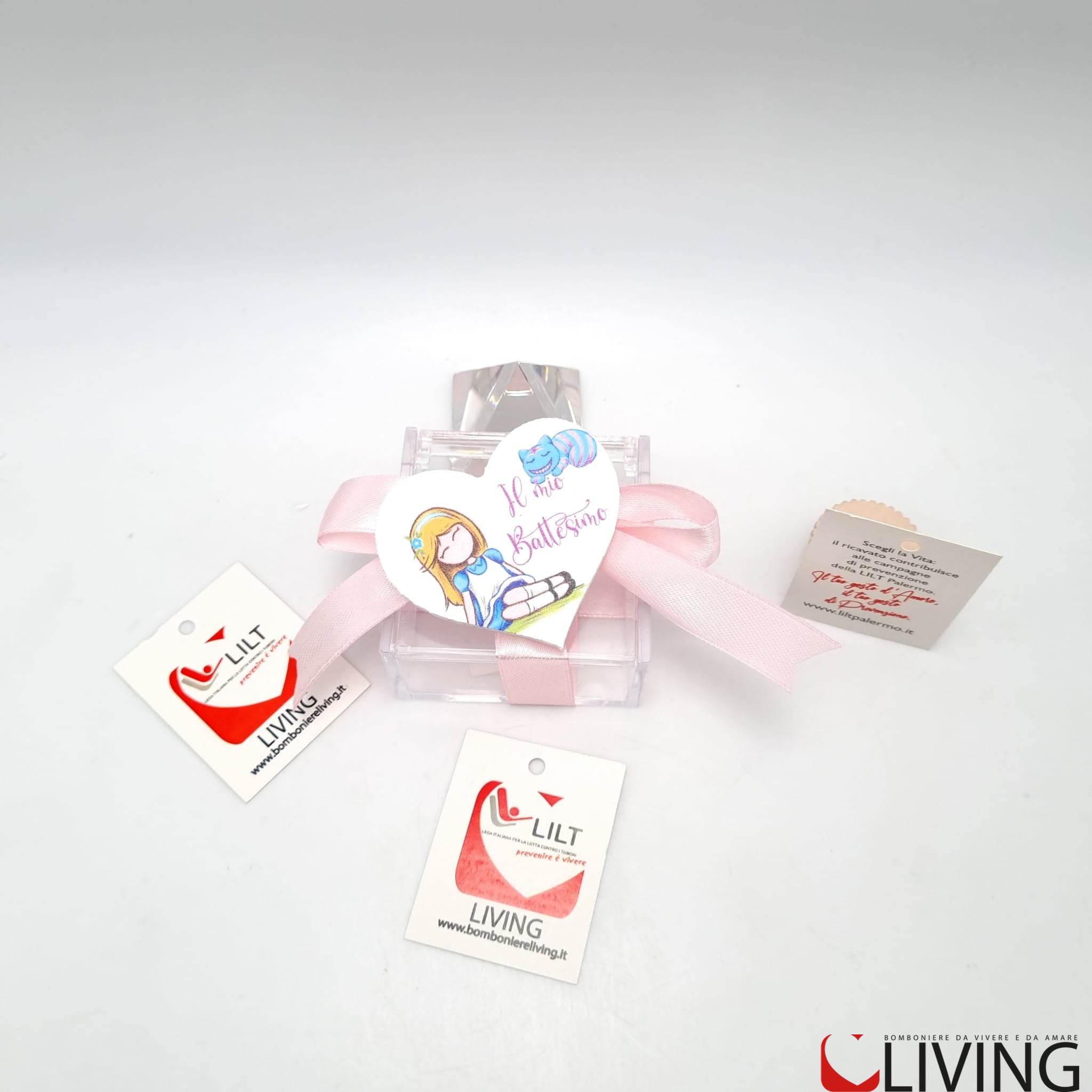 bomboniera linea solidale lilt living scatolina con magnete bimba battesimo