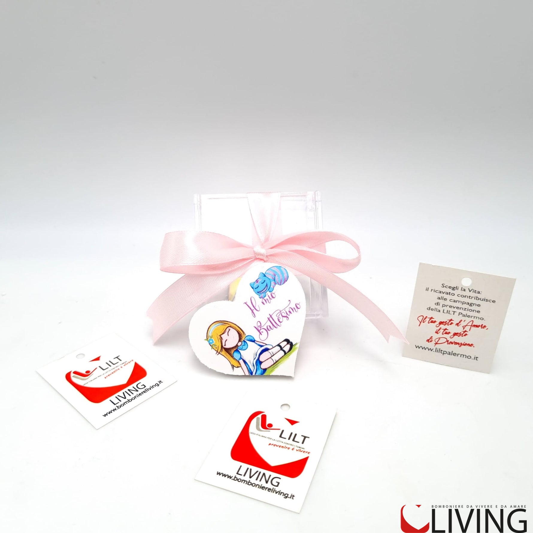 bomboniera linea solidale lilt living scatolina con magnete bimba battesimo