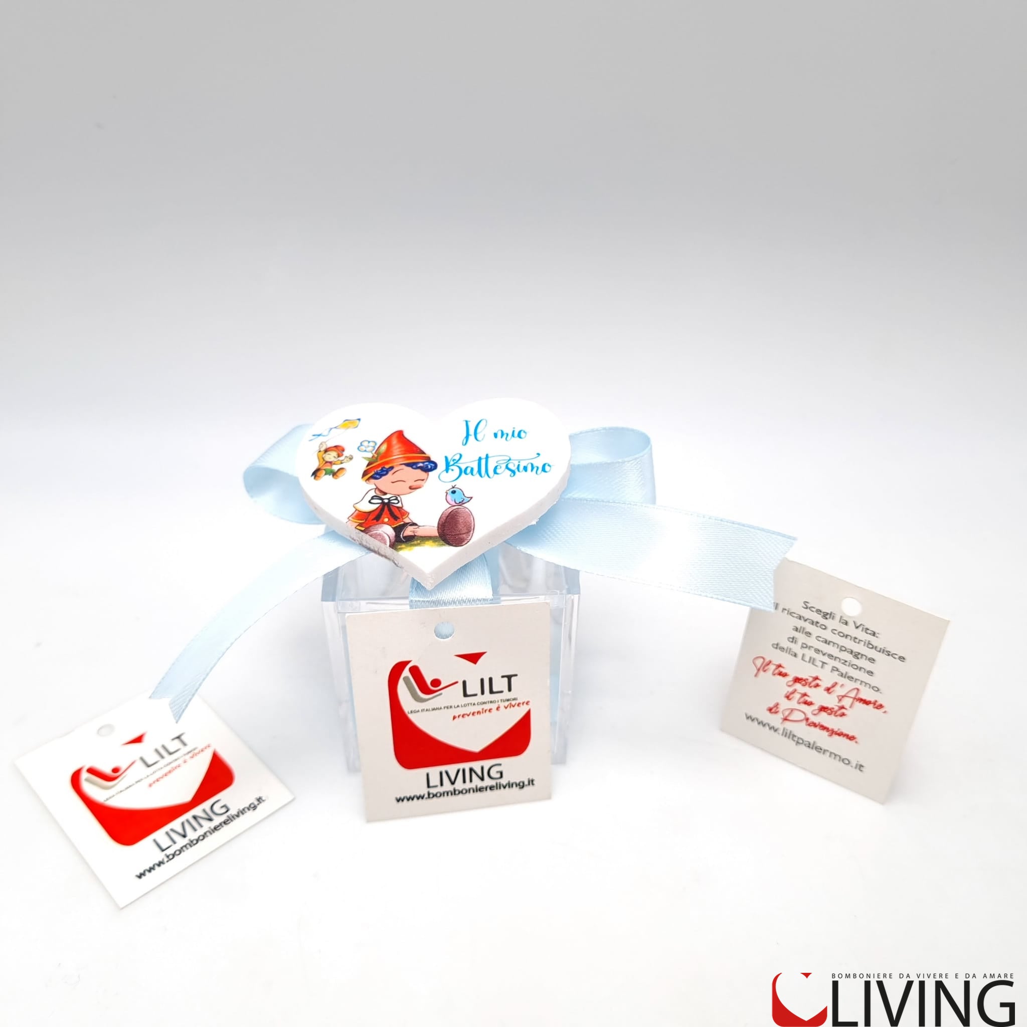 bomboniera linea solidale lilt living scatolina con magnete pinocchio