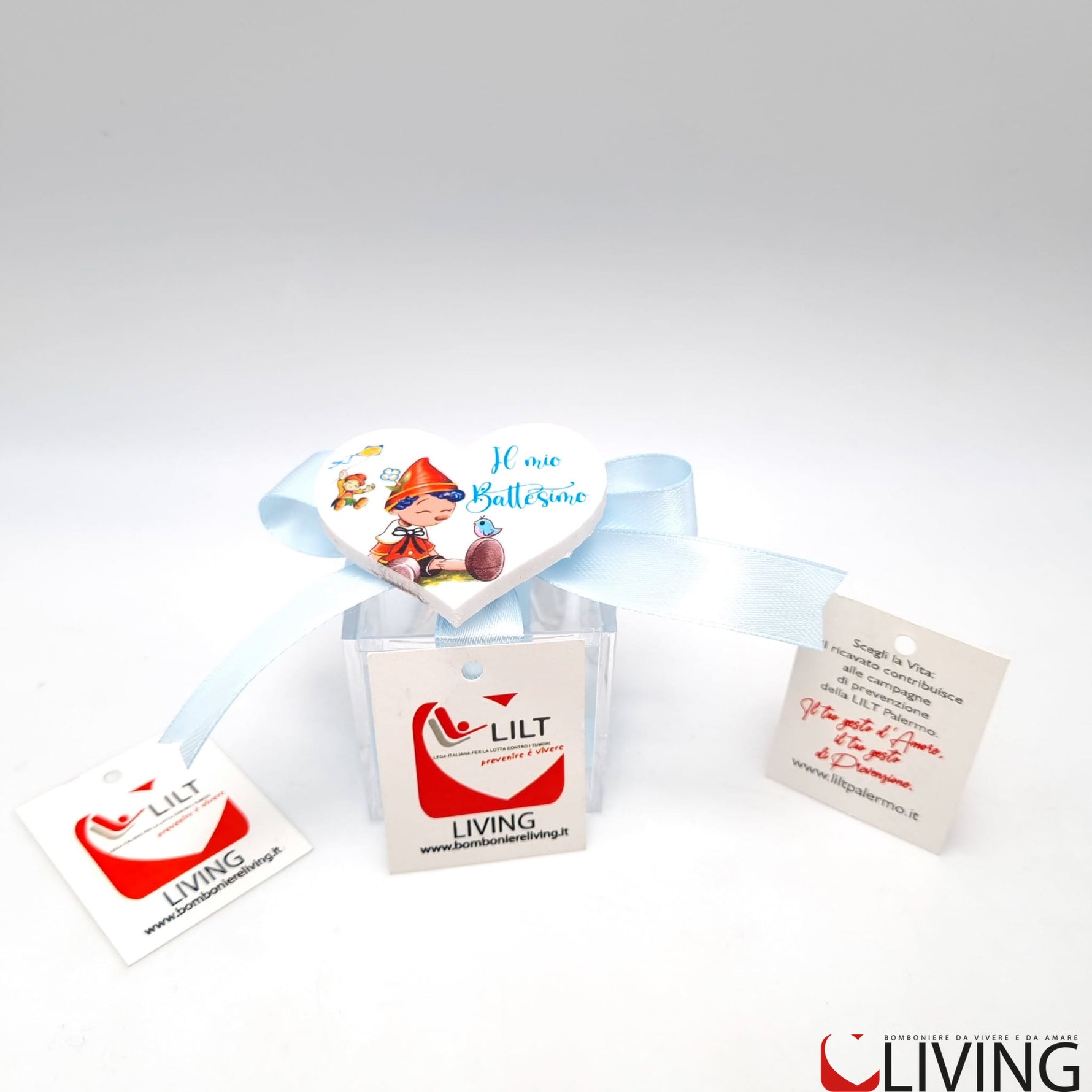 bomboniera linea solidale lilt living scatolina con magnete pinocchio