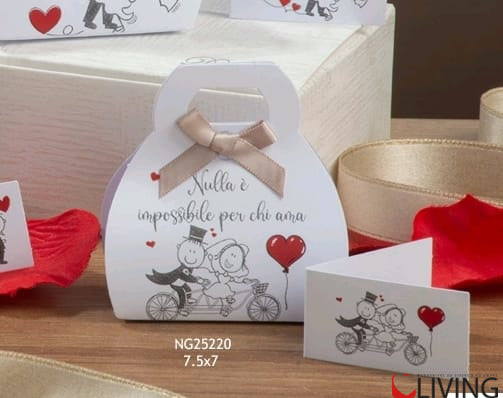 scatolina portaconfetti sposi con bici