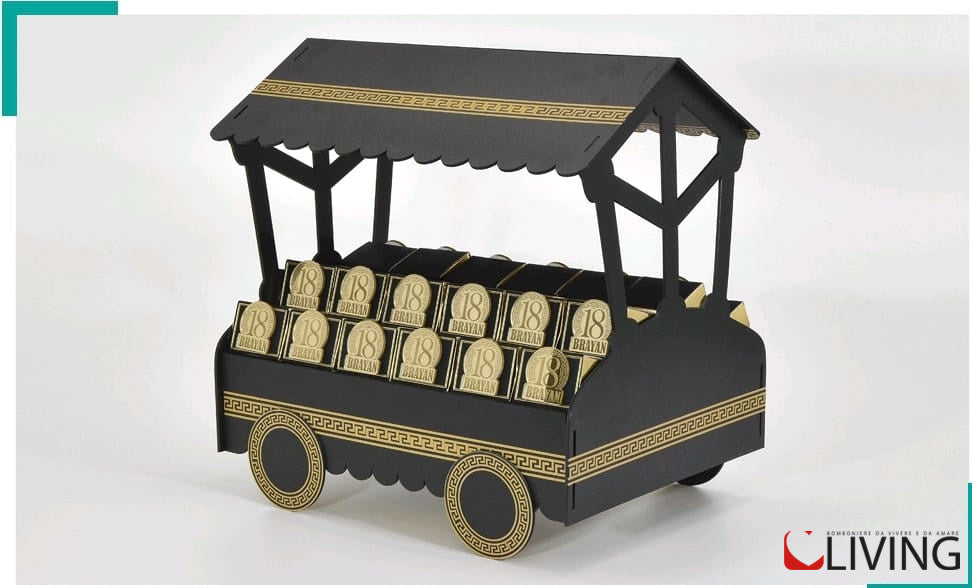 Espositore carretto nero e oro