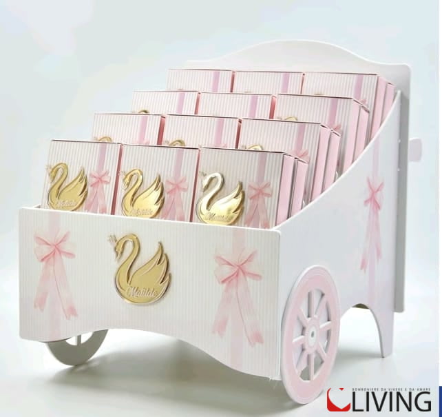 scatoline personalizzabili magneti sagoma cigno rosa gold