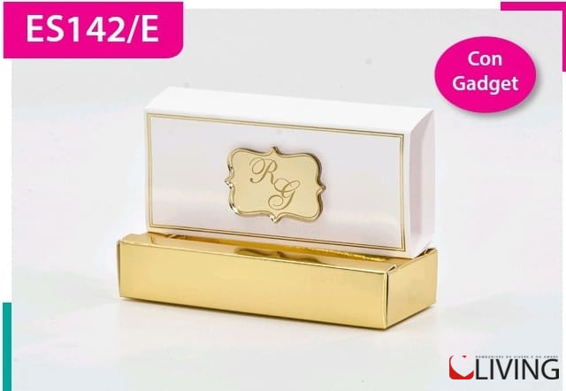 scatolina bianca e oro monovano con iniziali plex personalizzabile