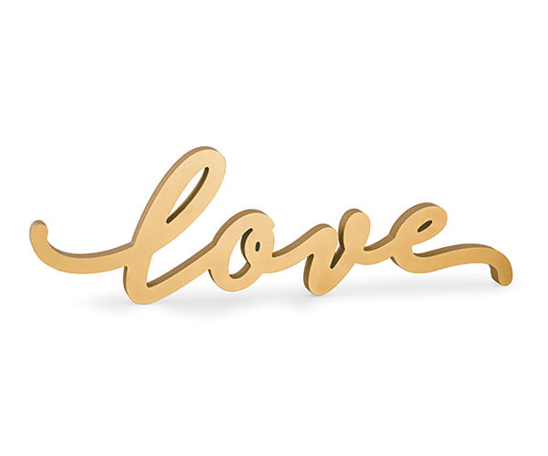 Addobbo  confettata scritta love in legno oro