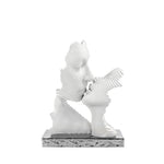 scultura bacio stilizzata bianca base argento