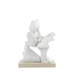 bomboniera scultura bacio stilizzata bianca base nocciola