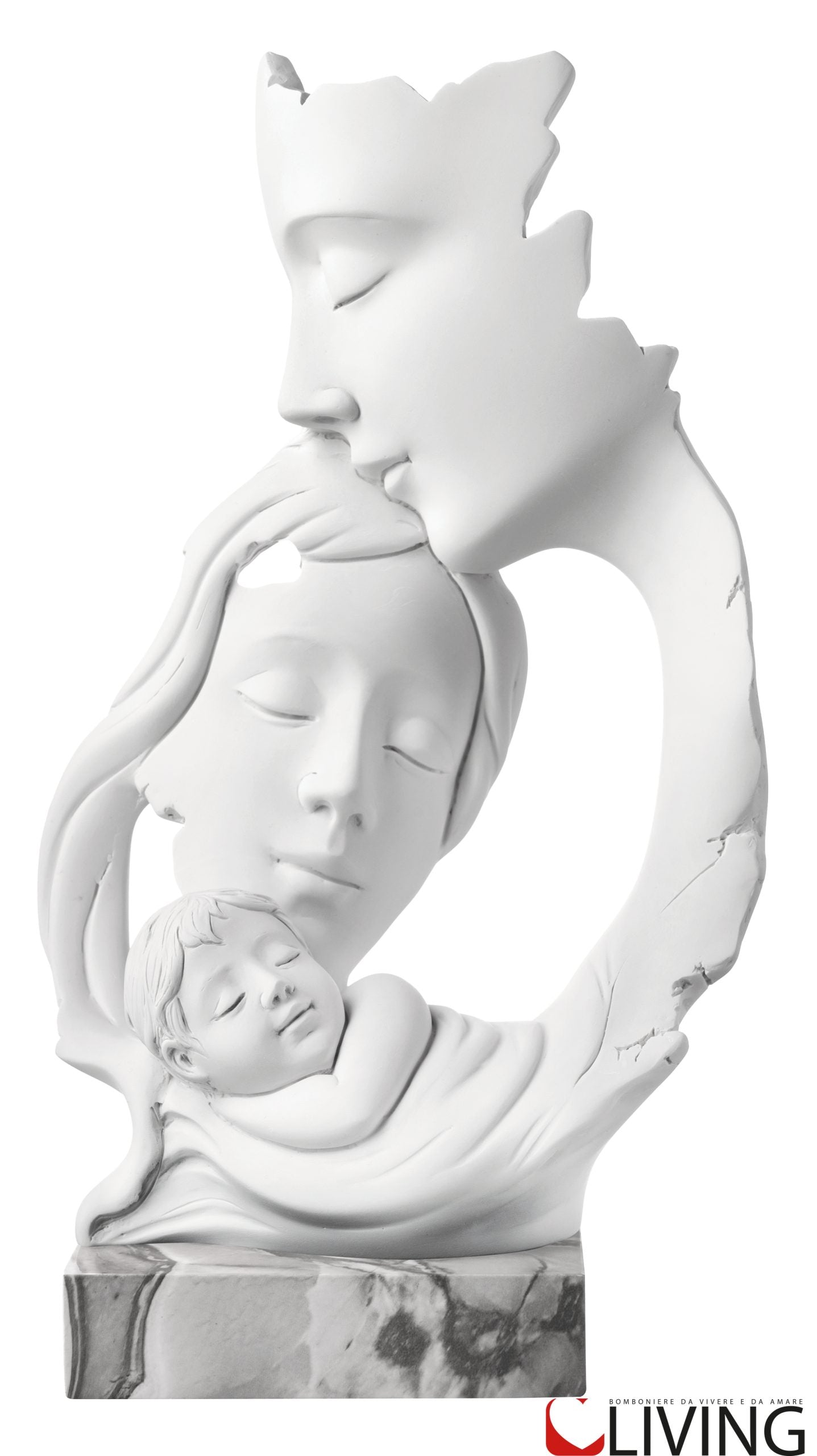 bomboniera statua famiglia base marmo bianco