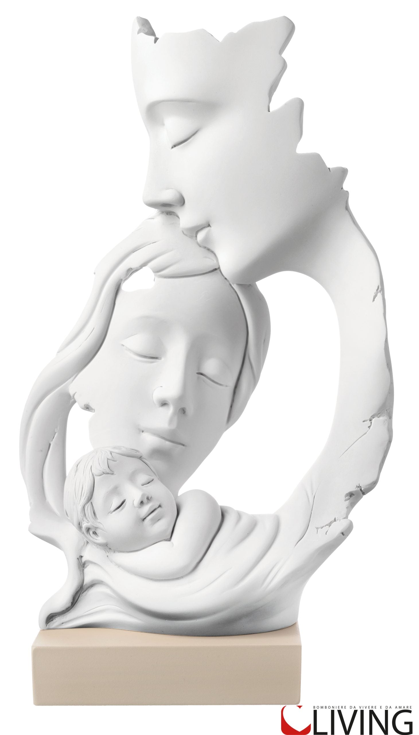 bomboniera statua famiglia base nocciola