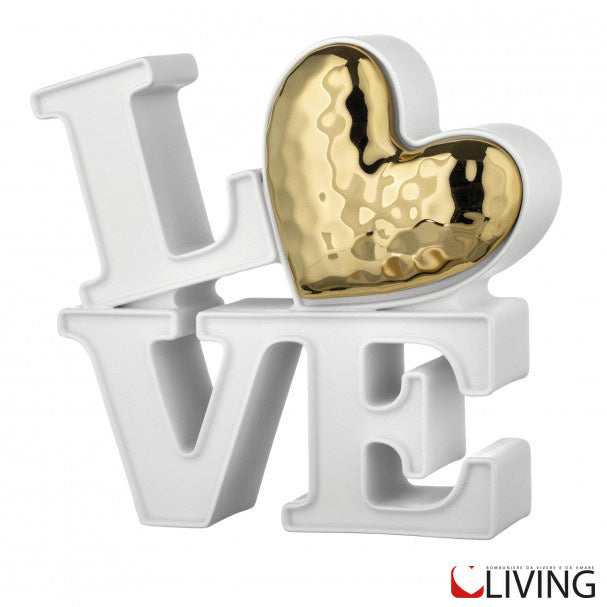bomboniera scultura love bianco cuore oro