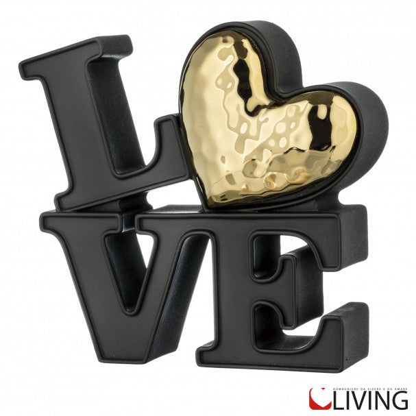 bomboniera scultura love nera cuore oro