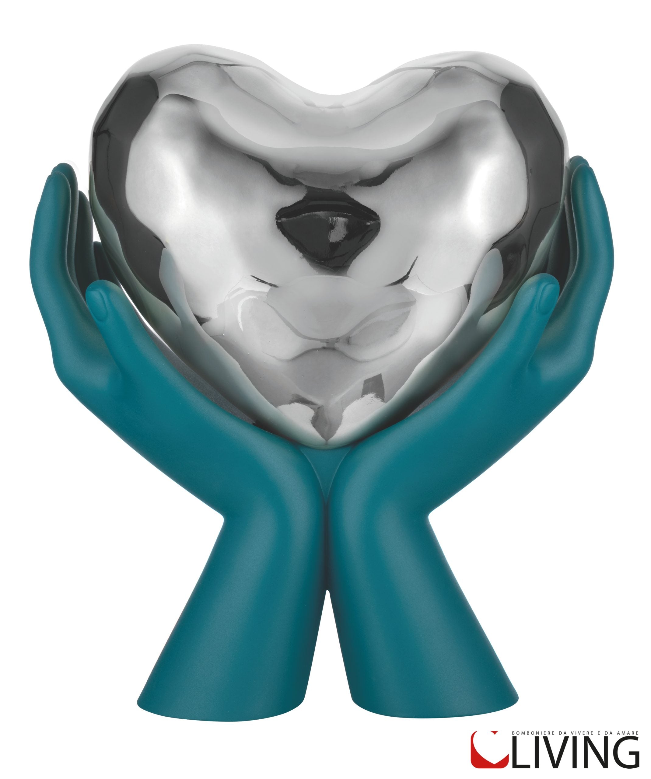 bomboniera scultura mani ottanio cuore argento