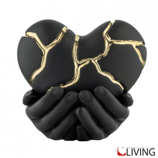 addobbo scultura mani con cuore nero