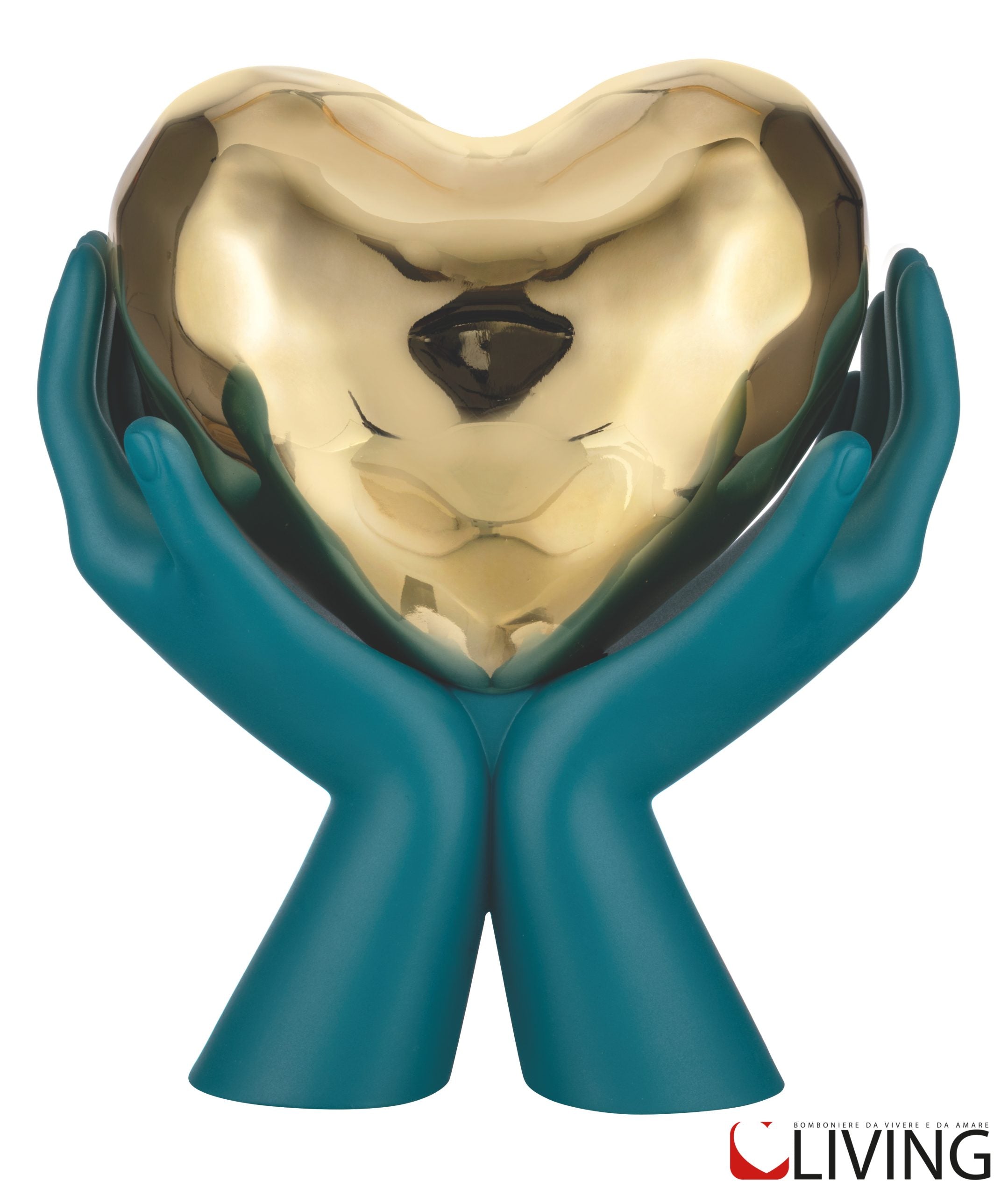 bomboniera scultura mani cuore argento