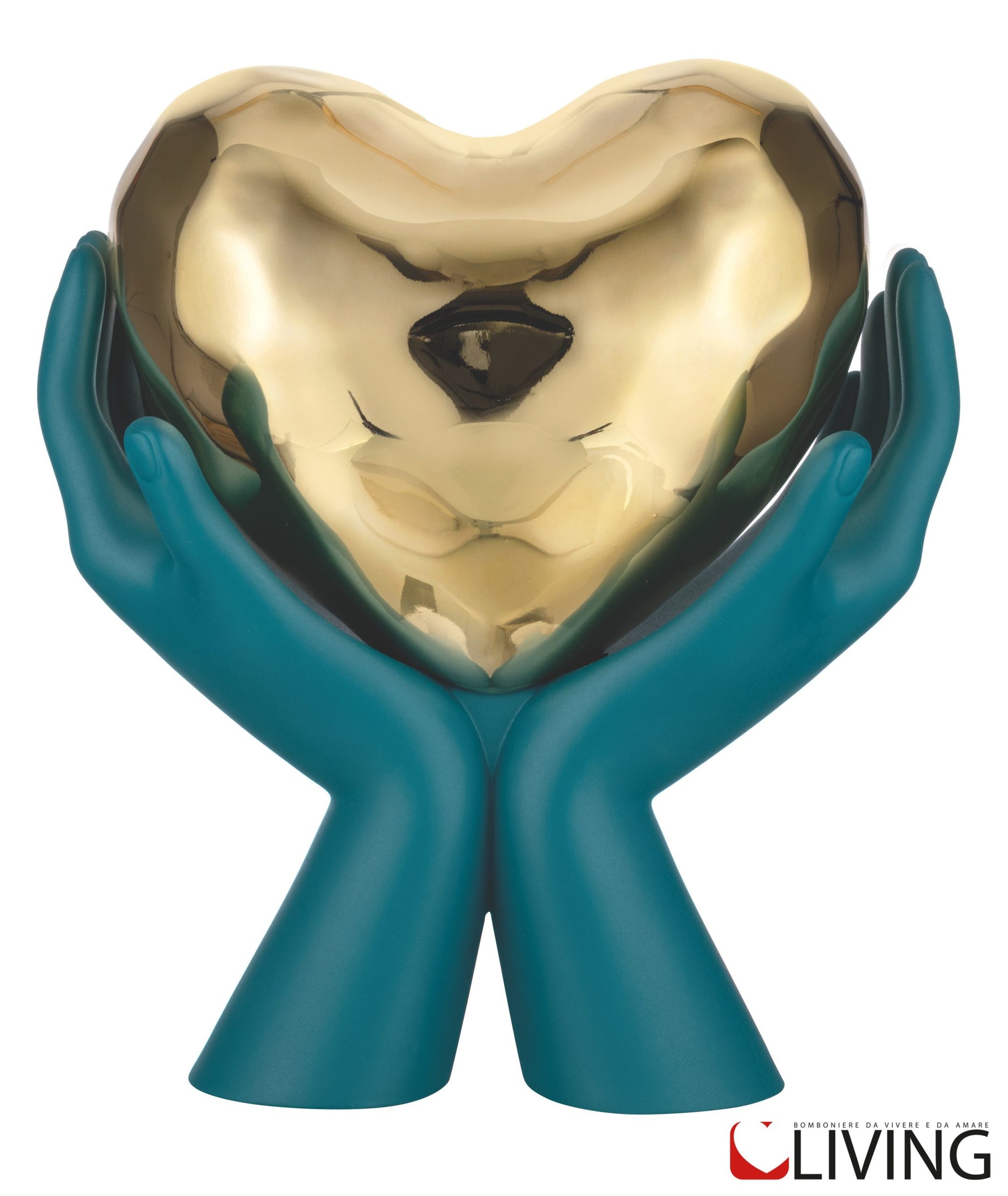bomboniera scultura mani cuore argento