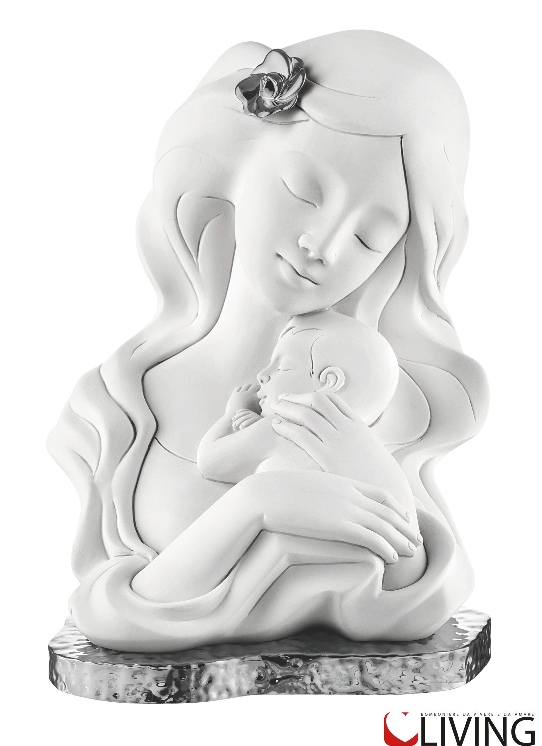 bomboniera statua maternità grande base argento fiore argento